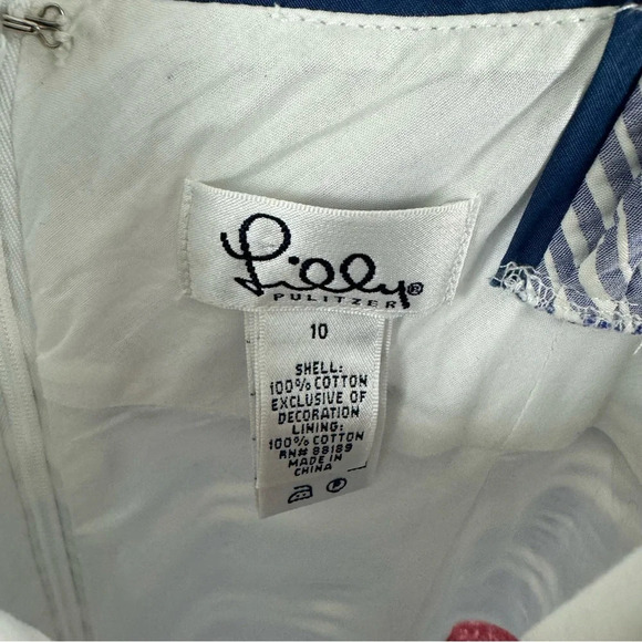 Lilly Pulitzer Vintage Blue and White Striped Seersucker Dress Size 10 - Picture 5 of 5